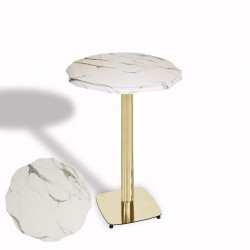 Papatya Bistro Wermodin Masa Yuvarlak 67 cm (Gold) - Afyon Mermer