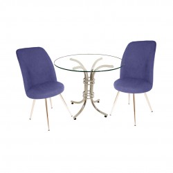 Buket Yuvarlak Cam - Saray Fiskos Seti - Lacivert