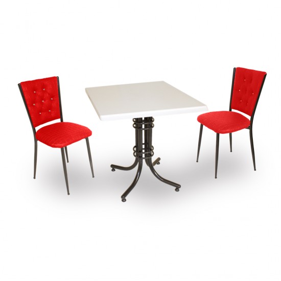 Buket Werzalit Kare ESB-Kapitoneli 2li Mutfak Masa Takımı - Kırmızı