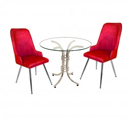 Buket Yuvarlak Cam - Çırağan Fiskos Seti - Bordo