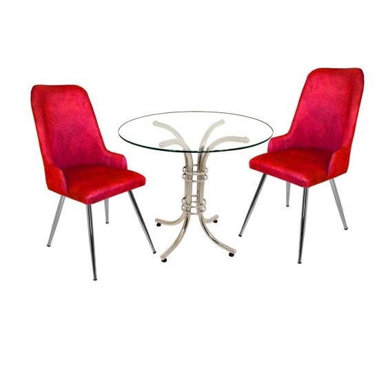 Buket Yuvarlak Cam - Çırağan Fiskos Seti - Bordo