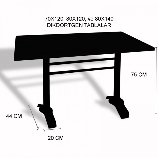 Çipa 3010 Döküm Ayak Masa 70x120 cm - (Werzalit, Wermodin ve Allzalit Tabla) - Afyon Mermer