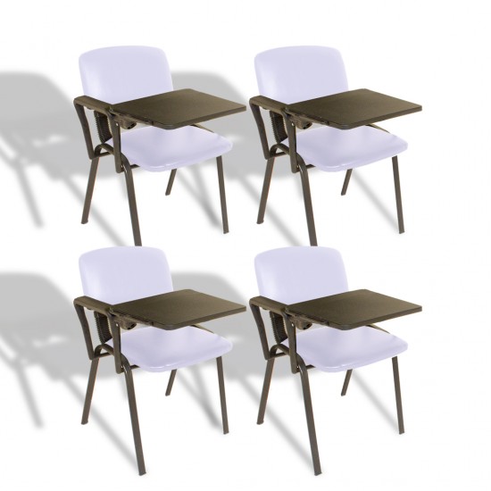 Form Hareketli Kollu Konferans Sandalyesi - Beyaz (4 Adet)