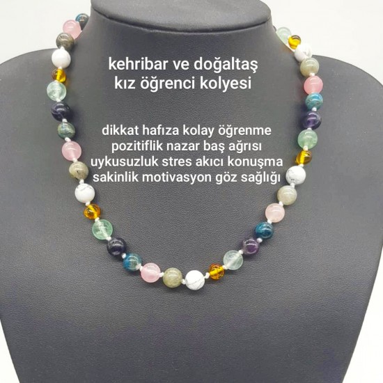 Doğal Taş ve Kehribar Başarı Kolyesi Kız