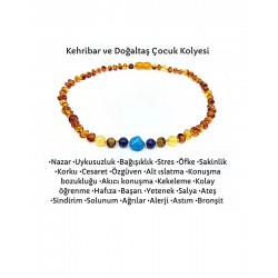 Kehribar Ve Doğal Taş Çocuk Kolye Karamel