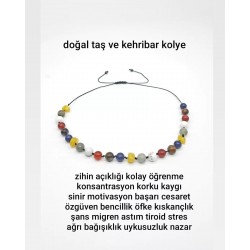 Doğal taş Ve Kehribar Korku Başarı Kolyesi Doğal taş Ve Kehribar Korku Başarı Kolyesi
