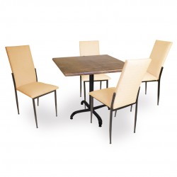 Indigo Werzalit Kare - Gözde Masa Takımı (80x80) - Antik Dark Kapiçino