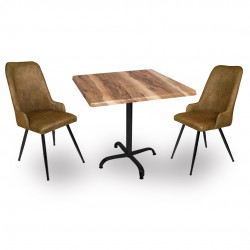 Indigo Werzalit Kare - Çırağan 2li Masa Takımı (70x70) - Indıana Wood Kahve