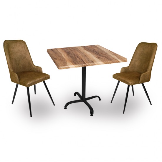 Indigo Werzalit Kare - Çırağan 2li Masa Takımı (70x70) - Indıana Wood Kahve