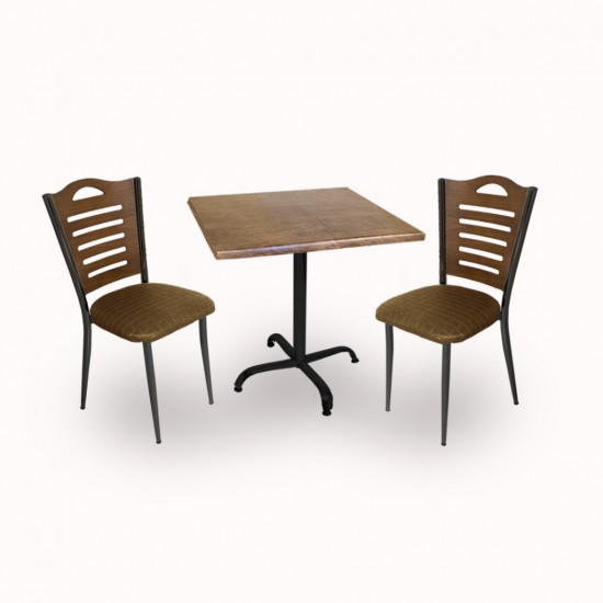 Indigo Werzalit Kare - Merdiven Tip Fiskos Seti (60X60) - Antik Dark Kahve