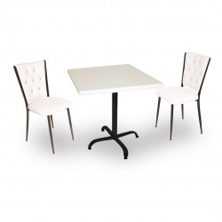 Indigo Werzalit Kare - Kapitoneli 2li Masa Takımı (70X70) - Beyaz