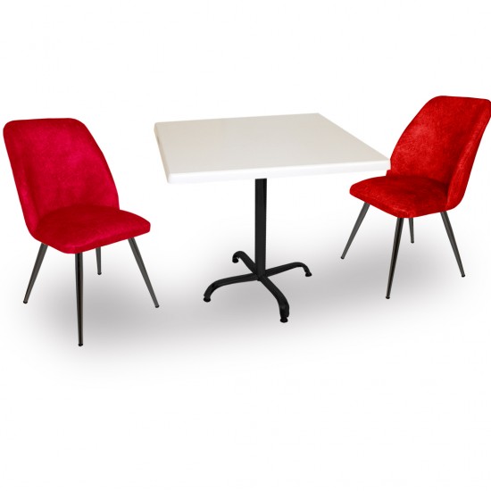 Indigo Werzalit Kare - Nilüfer 2li Masa Takımı (70X70) - Bordo