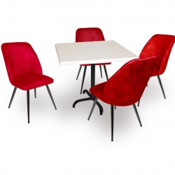 Indigo Werzalit Kare - Nilüfer Masa Takımı (80X80) - Bordo