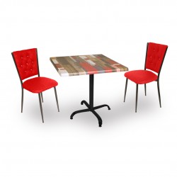 Indigo Werzalit Kare - Kapitoneli Fiskos Takımı (80X80) - Red Wood Kırmızı