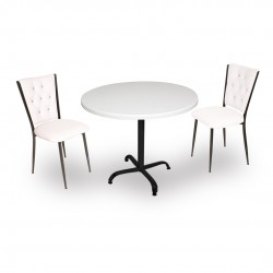 Indigo Werzalit Yuvarlak - Kapitoneli Fiskos Seti (90 cm çap) - Beyaz