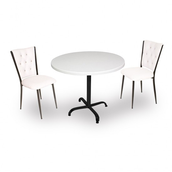 Indigo Werzalit Yuvarlak - Kapitoneli Fiskos Seti (90 cm çap) - Beyaz