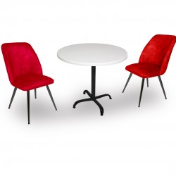 Indigo Werzalit Yuvarlak - Nilüfer Fiskos Seti (90 cm çap) - Bordo