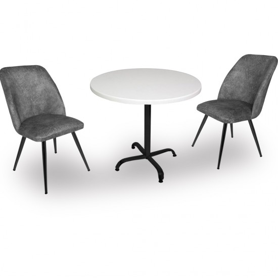 Indigo Werzalit Yuvarlak - Nilüfer 2li Masa Takımı (70 cm çap) - Füme