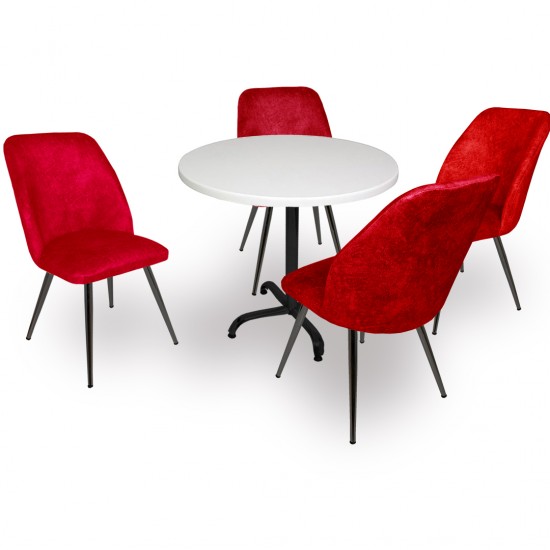 Indigo Werzalit Yuvarlak - Nilüfer Masa Takımı (70 cm çap) - Bordo