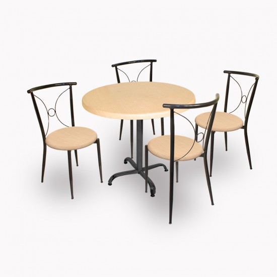 Indigo Werzalit Yuvarlak - Tiffany Masa Takımı (90cm) - Akçaağaç