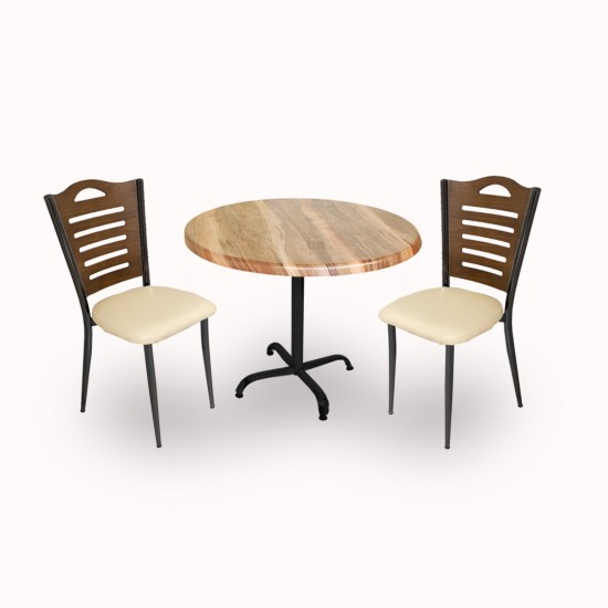 Indigo Werzalit Yuvarlak - Merdiven Tip 2li Masa Takımı (70 cm çap) - Indiana Wood Krem