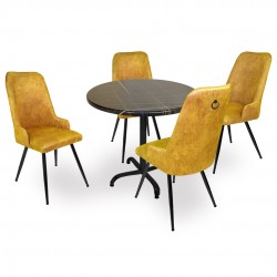 Indigo Werzalit Yuvarlak - Çırağan Masa Takımı (90 cm çap) - Royal Mermer Sarı Indigo Werzalit Yuvarlak - Çırağan Masa Takımı (90 cm çap) - Royal Mermer Sarı