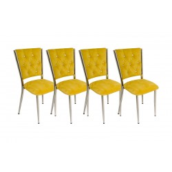 Kapitoneli Sandalye (Kumaş) - Sarı