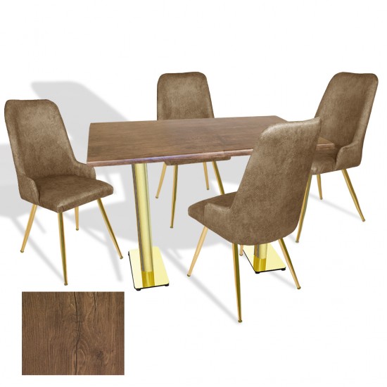 Karanfil Gold Werzalit - Çırağan Gold Masa Takımı (80x120) - (Rustic Dark - Kahve) Karanfil Gold Werzalit - Çırağan Gold Masa Takımı (80x120) - (Rustic Dark - Kahve)