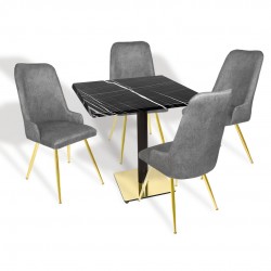 Karanfil Gold Werzalit Kare - Çırağan Gold Masa Takımı (80X80) - (Palazzo - Füme)