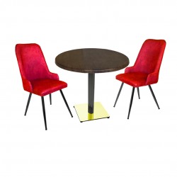 Karanfil Gold Werzalit Yuvarlak - Çırağan Gold Masa Takımı (Q90) - Bordo