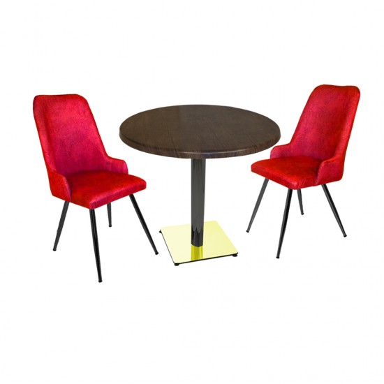 Karanfil Gold Werzalit Yuvarlak - Çırağan Gold Masa Takımı (Q90) - Bordo