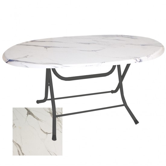 Klasik Katlanır Masa (Werzalit veya Wermodin Tabla Oval 94x146) - Afyon Mermer