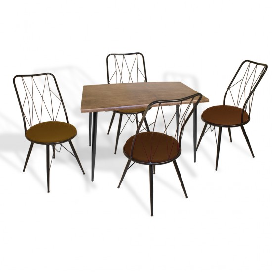 Manolya Werzalit-Royal Mutfak Masa Takımı 70x120 - Antik Dark Kahve