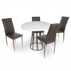 Palermo Werzalit - Gözde Mutfak Masa Takımı Q80 - Siyah Beyaz