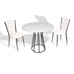 Palermo Werzalit - Kapitoneli 2 li Masa Takımı Q80 - Beyaz