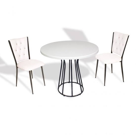 Palermo Werzalit - Kapitoneli 2 li Masa Takımı Q80 - Beyaz Palermo Werzalit - Kapitoneli 2 li Masa Takımı Q80 - Beyaz