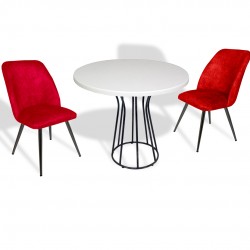 Palermo Werzalit - Nilüfer 2 li Masa Takımı Q80 -Beyaz Bordo