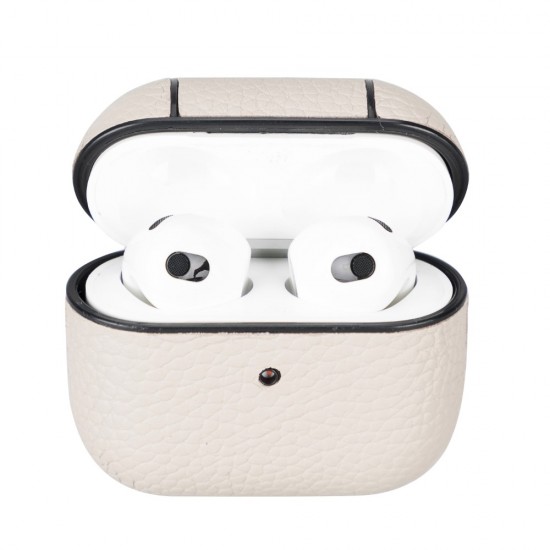Apple AirPods 3.nesil Uyumlu Deri Kılıf Juni ERC3 Bej Apple AirPods 3.nesil Uyumlu Deri Kılıf Juni ERC3 Bej
