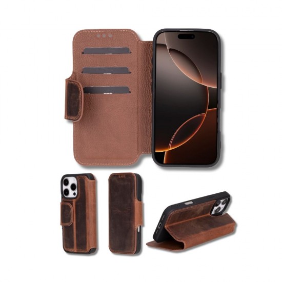 Apple iPhone 16 Pro Max uyumlu, Hakiki Deri, El Yapımı, Cüzdanlı Kılıf, Antik Kahve Apple iPhone 16 Pro Max uyumlu, Hakiki Deri, El Yapımı, Cüzdanlı Kılıf, Antik Kahve