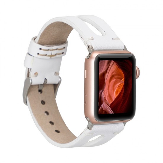 Apple Watch Uyumlu Deri Kordon BA2 42-44-45mm F3 Beyaz Apple Watch Uyumlu Deri Kordon BA2 42-44-45mm F3 Beyaz