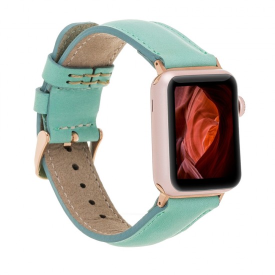 Apple Watch Uyumlu Deri Kordon 42-44-45mm BRN7 Yeşil Apple Watch Uyumlu Deri Kordon 42-44-45mm BRN7 Yeşil