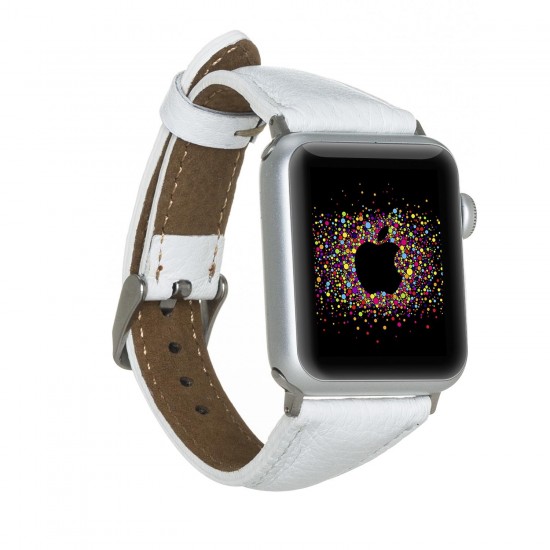 Apple Watch Uyumlu Deri Kordon 38-40-41mm Slim F3 Beyaz Apple Watch Uyumlu Deri Kordon 38-40-41mm Slim F3 Beyaz