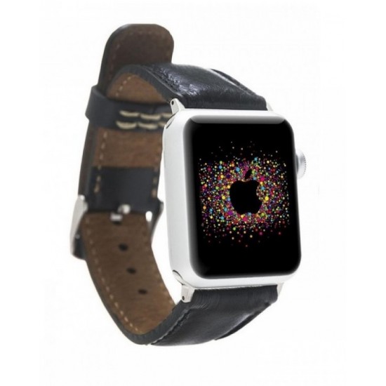 Apple Watch Uyumlu Deri Kordon 42-44-45mm RST1 Siyah Apple Watch Uyumlu Deri Kordon 42-44-45mm RST1 Siyah