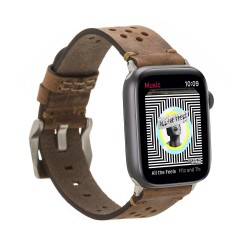 Apple Watch Uyumlu Deri Kordon Vigo 42-44-45mm G2 Kahve