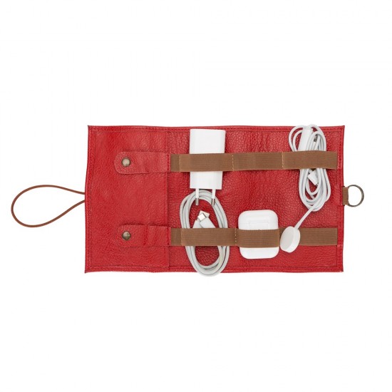 Deri Kablo Aksesuar Taşıma Çantası ERC2 Kırmızı Deri Kablo Aksesuar Taşıma Çantası ERC2 Kırmızı