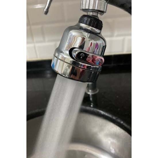 Krom 3 Fonksiyonlu Mutfak Lavabo Başlığı 360 Derece Döner Musluk Ucu Krom 3 Fonksiyonlu Mutfak Lavabo Başlığı 360 Derece Döner Musluk Ucu