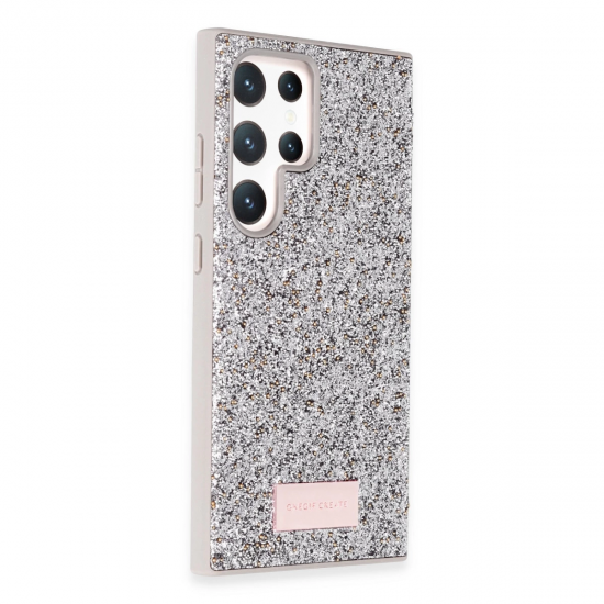 Onegif Samsung Galaxy S23 Ultra Bright Simli Kapak - Gümüş