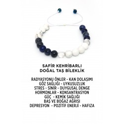 Safir Kehribarlı Doğal Taş Bileklik Safir Kehribarlı Doğal Taş Bileklik