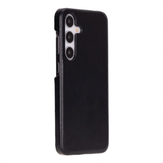 Samsung Galaxy S25 Plus Uyumlu, Hakiki Deri, El Yapımı Arka Kapak, Kömür Siyah