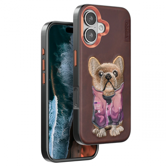 Venco İphone 16 Cute Desenli Kapak - Koyu Kahve